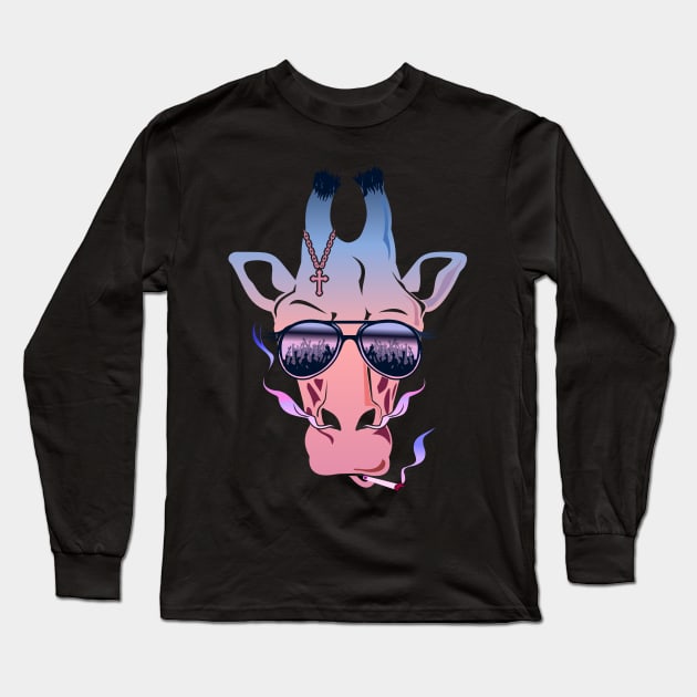 Pink Giraffe Long Sleeve T-Shirt by sisidsi